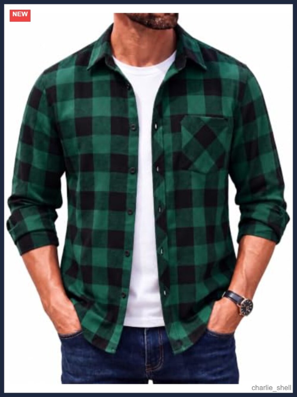 Men's Flannel Plaid Button Down Shirt Long Sleeve Casual Relaxed Fit